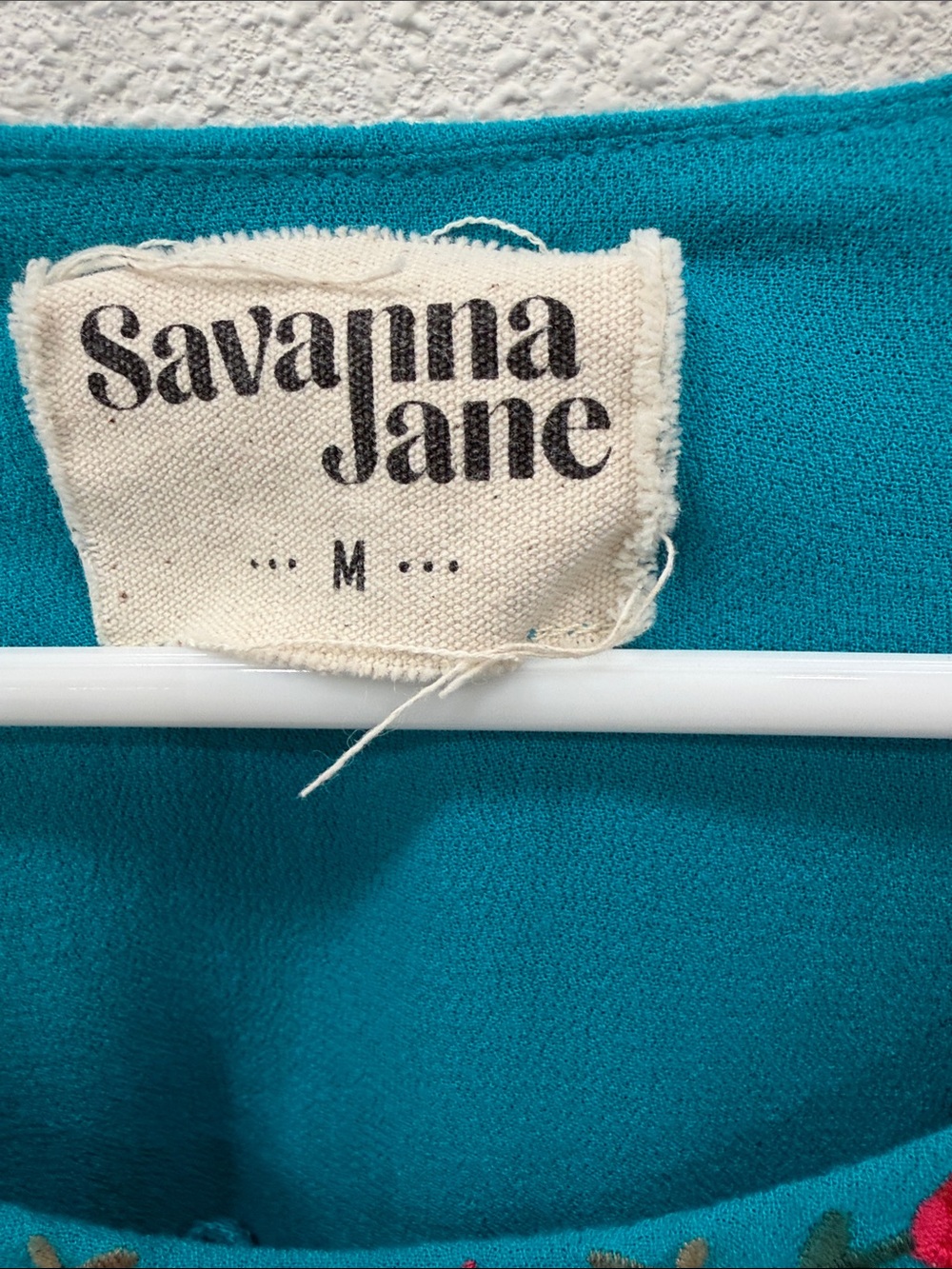 Savanna Jane Teal Embroidered Floral Top - Picture 3 of 4